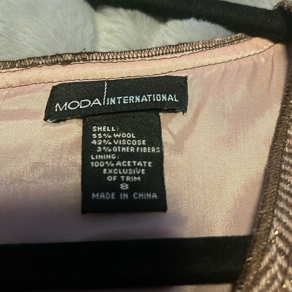 Gold/Brown Metallic Wool brown herringbone Dress - Picture 6 of 6